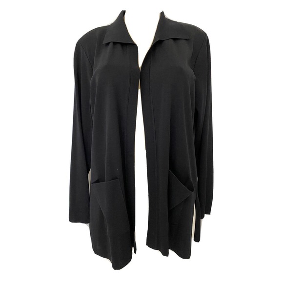 Exclusively Misook Black Jacket Cardigan Sweater Long Sleeve Knit Pocket… - Picture 1 of 4
